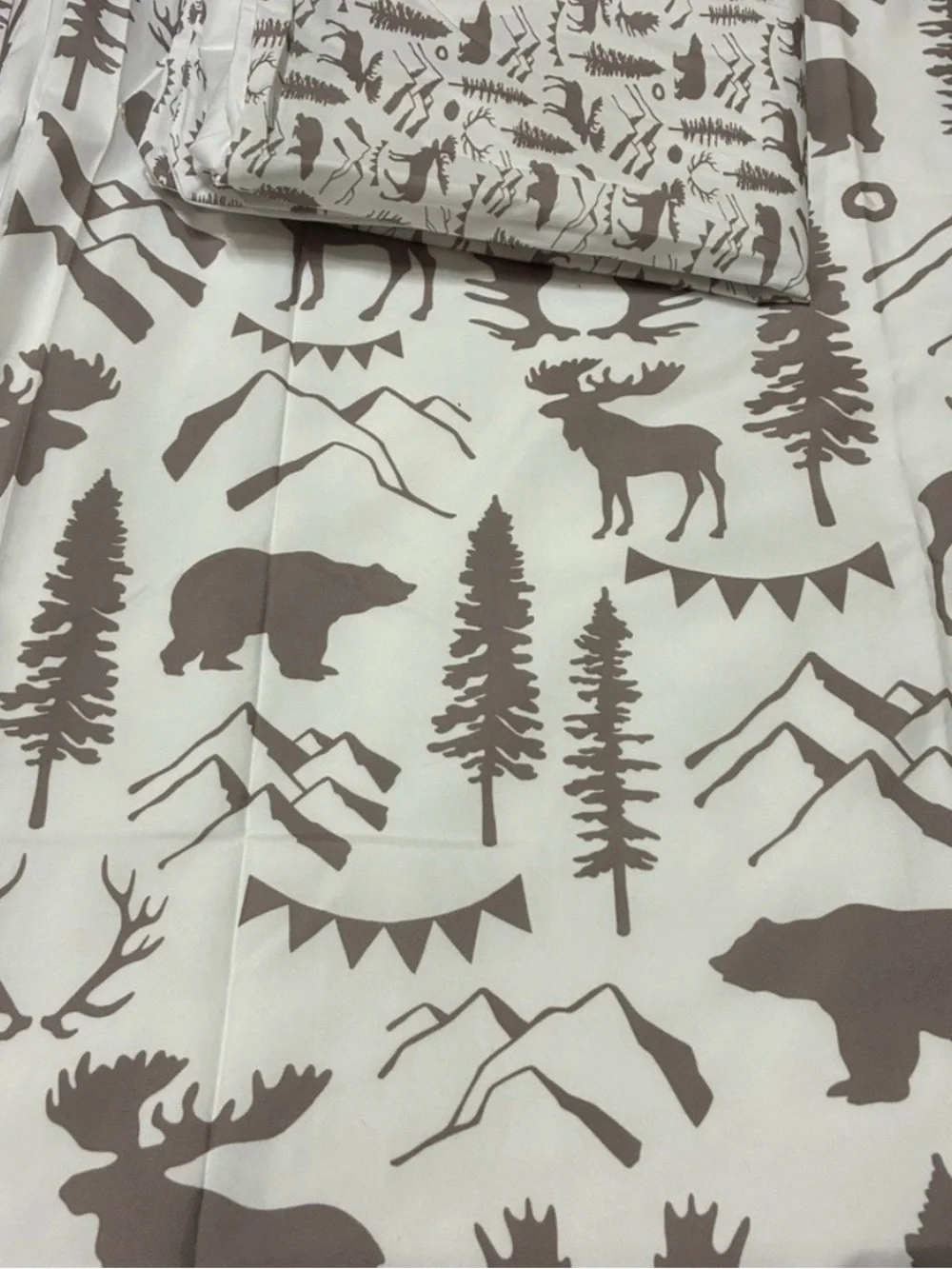 Taupe and White Woodland Animals Duvet Cover and Pillow Case